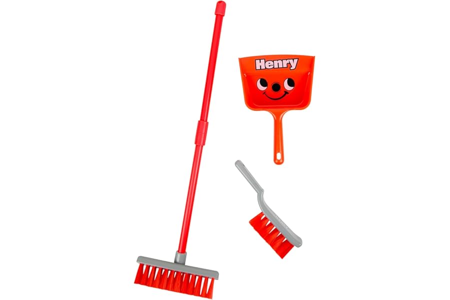 Casdon Henry Brush Set | Child-Friendly Cleaning Toy Set for Ages 3+ | Fun & Educational | Includes Broom, Brush, Dustpan!
