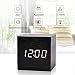 Produktbild fomobest LED Wecker Wiederaufladbar Holz Tischuhr Klein Cube Datum/Temperatur Anzeige Digital Wecker Schwarz