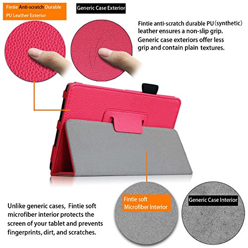 Fintie Odys Ieos Quad white Edition X610092 / Ieos Quad Pro Office Edition (10,1 Zoll) Tablet-PC Hülle – Slim Fit Folio Kunstleder Schutzhülle Cover Tasche mit Ständerfunktion und Stylus-Halterung, Magenta - 4