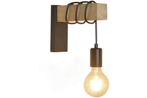 GUANSHAN Lampada da parete vintage Lampada da parete in ferro Lampada da appoggio in legno retrò Apparecchio Illuminazione decorativa da parete per soggiorno Loft Ristorante Corridoio