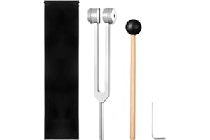 LONGHONEYSONG Diapasón 128 Hz para terapia, 128 Hz, diapasones de aluminio para terapia de frecuencia con bolsa de terciopelo, martillo de silicona y herramienta de reparación (plata)