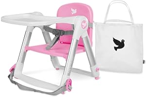 APRAMO FLIPPA Sitzerhöhung Faltbarer Boostersitz Kindersitz mit Tablett, Tragbarer Reise Hochstuhl mit Tasche, Kinderstuhl zum Essen (Sakura) Pink
