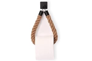 Niciksty Uchwyt na papier toaletowy w stylu vintage, bez wiercenia, uchwyt na papier toaletowy, montaż ścienny, linka przemysłowa, wieszak na ręczniki do toalety, łazienki