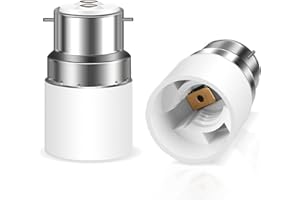 CALDARAX B22 to E14 Socket Converter, Bayonet to Small Screw Socket Adapter, AC 110-240V, BC to SES Lamp Base Adapter, for LED Bulbs, Incandescent, Halogen Bulbs, CFL Bulbs, 2 Packs