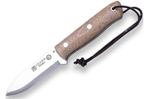 Joker Cuchillo de Supervivencia Nórdico CM119, con Funda Piel marrón, Mango micarta Canvas marrón, Hoja de 10 cm, Herramienta de Pesca, Caza, Camping y Senderismo