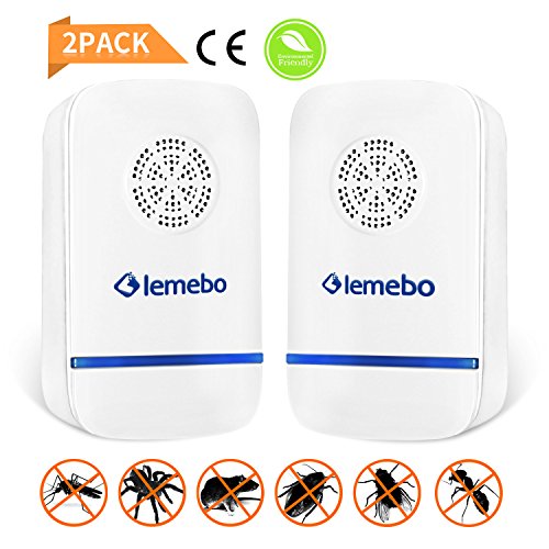 Lemebo Repelente Electrónico de Ultrasonidos de Control de Plagas Ahuyentador de Ratas y Ratones Antiplagas para Interiores–Rejects Mosquitos, hormigas, cucarachas, insectos, pulgas, otras plagas (Blanco)