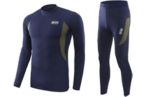 WINDCHASER Men's Thermal Underwear Set Long Sleeve Tops Long Johns Base Layer Bottom Fleece Lined for Skiing Cycling