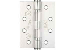 Chivrose Ltd Zoo ZCHSS243 Grade 13 Fire Rated Ball Bearing Hinge 102 x 76 x 3mm - Sold as a PAIR + Screws (Satin Stainless Steel (SSS))