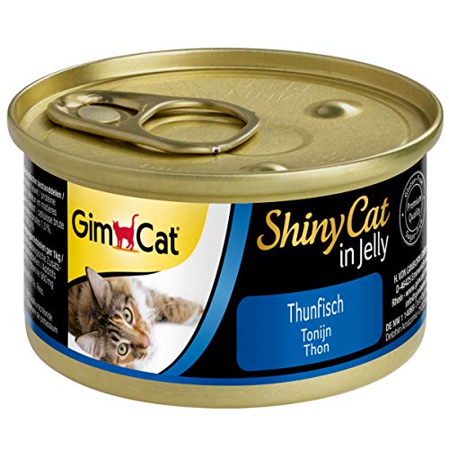 GimCat ShinyCat in Jelly Thunfisch - Nassfutter mit Fisch und Taurin für Katzen - 24 Dosen (24 x 70 g)