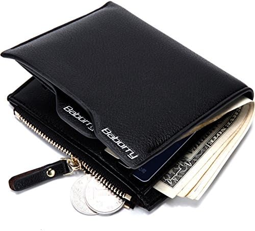 dainslef Wallet for men RFID Blocking PU Leather with coin pocket and removable card holder for identity card, Driving license, Credit card black boyfriend gift husband gift