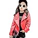 Produktbild Janly Frühling Herbst Baby Kinder Mädchen Lederjacke Kinder Outwear Mantel Kleidung (8T, Rot)