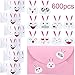 Produktbild Chuangdi 600 Stück Osterhasen Aufkleber Emoji Bunny Face Aufkleber, Ostern Aufkleber 1,5 Zoll Haftetiketten auf 6 Rollen für Osterfest Dekorationsartikel (600 Stücke)