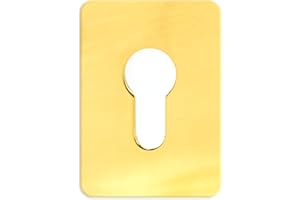 TSS Bocchetta di riparazione per cilindro europeo, in ottone lucido, 65 x 47 mm, autoadesivo, con profilo europeo, copertura per serratura per cilindro europeo, piastra autoadesiva per porta