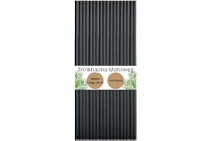 ‎DEINPACK DeinPack 100 Mehrweg-Trinkhalme aus Kunststoff - Ø8mm Länge 240mm - Nachhaltig & Wiederverwendbar - Ideal für Cocktails & Drinks - schwarze Strohhalme in Premium PP-Qualität