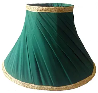 RDC 12 Round Slanting Pleated Green with Golden Border Lamp Shade for Table Lamp