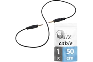 valonic Kabel AUX krótki - 50 cm - 3,5 mm - kabel audio do samochodu lub komputera - kabel jack - czarny - 0,5 m