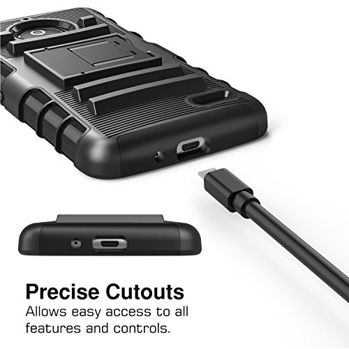 MoKo Moto E4 HÃ¼lle - [Heavy Duty Serie] Outdoor Dual Layer Armor Case Handy SchutzhÃ¼lle Schale mit GÃ¼rtelclip und Standfunktion fÃ¼r Motorola Moto E4 (2017) Smartphone, Schwarz