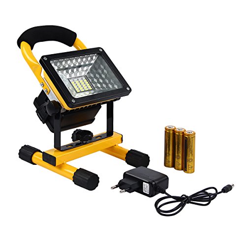 Preisvergleich Produktbild Latinaric 30W LED Akku Flutlicht Scheinwerfer 360°Drehbar Sicherheit Baustrahler Strahler IP65 für Camping Outdoor mit 3 Leucht Mode