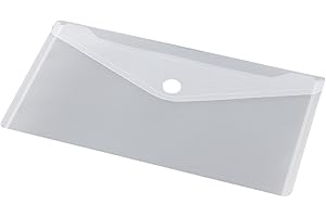 Europel Pack of 10 Wallet Folder Voucher Size Envelope Document Folder with Hook & Loop Closure Transparent & Clear for Home & Offices Landscape Document Organizer & Holder, 22.5 x 12.5 cm, 190561