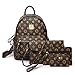 Produktbild vierteilige Reisetasche Freizeittasche 3D Gedruckte Buchstaben Frauen Rucksack Tragbare Alte Blume PU Weiblichen Beutel Mamabeutel(dunkelbraun, 26 * 30 * 13cm)