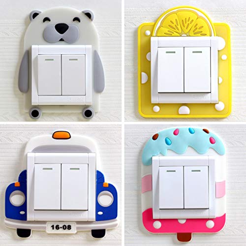 EUGU Cute Cartoon 3D Design Fluorescent Wall Silicone On-off Switch Stickers Kids Luminous Light Switch Outlet Home Decorations