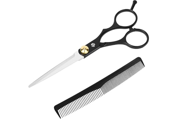 LOPHE Ciseaux Coiffure Professionnels,Ciseaux de Coiffeur en Alliage de Zinc Salon Hair Scissors avec Peigne de Coiffure,pour Hommes et Femmes,Noir