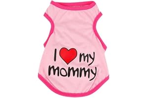 SAMGU I Love Mommy T-Shirt sans Manches en Coton pour Animaux Pet Cat Chiens Color Rose Size Small