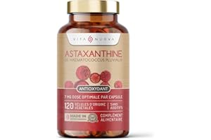 VITA NUOVA Astaxanthine - 7 mg Par Capsule - De Haematococcus Pluvialis - 120 Capsules - Fabriqué Au Royaume-uni Selon Norme - Sans Additifs (120 Capsules - Bouteille)