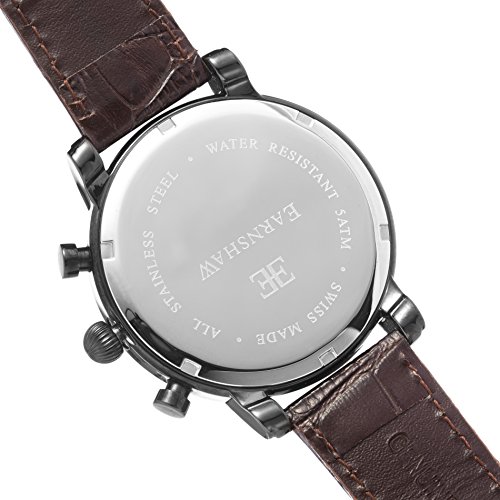 Thomas Earnshaw Longcase 43 Men's Quartz Watch with Brown Dial Analogue Display with Black Leather Strap ES-0016-08