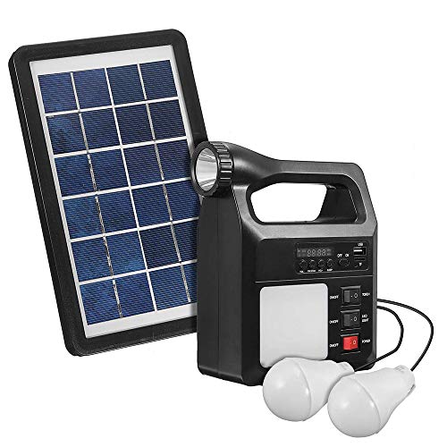 Preisvergleich Produktbild GKPLY 3W Solar-LED-Campingleuchte - Solarstromanlage Verfügbares DC-Systemleuchten-Kit für Multifunktions-Solargeneratoren und FM-Radio zur Stromerzeugung Kleines System
