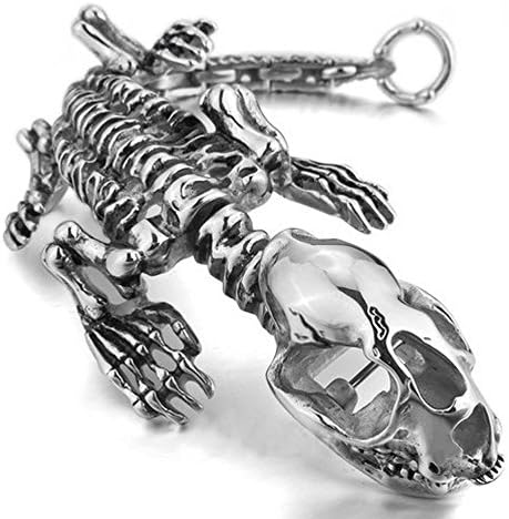 Felix Perry Men Dragon Skull Chain Link Bracelet Stainless Steel Silver 8.46 Inch