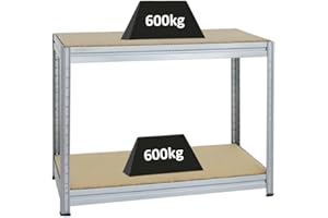 PROREGAL Banco di lavoro regolabile in altezza DINO zincato HxLxP 90x120x60cm Capacità di carico 600kg Banco di lavoro tavolo da lavoro