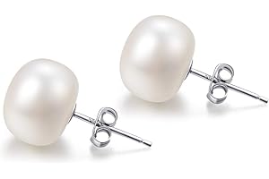 CANDYFANCY Orecchini Perle Donna Naturali D'acqua Dolce Coltivate Orecchino Argento 925 Perla Bianche Vere 5MM 6MM 7MM 8MM 10MM