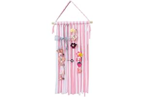 VASANA 1 soporte para moño de pelo, organizador de clips para el pelo, colgador para colgar en la pared, decoración para mujeres y niñas (clip de pelo excluido), rosa y blanco