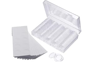 Jiusion 100 pièces EVA en Plastique pour pièces de Monnaie Porte-conteneur Capsules Fournitures Rondes avec boîte de Rangement et Joint pour Collection pièces de 19 mm à 30 mm