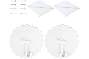 Siliget 2 Set Mosquito Net Hooks, Ceiling Hooks With Base Screws, Super Glue Dome Bed Canopy Accessories, Nail-Free for Home