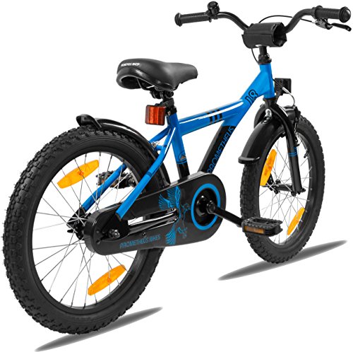 PROMETHEUS Kinderfahrrad 18 Zoll Jungen in Blau & Schwarz mit Seitenständer | V-Brake und Rücktrittbremse | ab 6 Jahren | 18″ BMX Edition 2017 - 5
