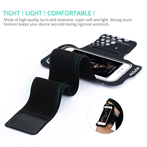 Sportarmband Hülle, Mpow Sportarmband Handyhülle Schweißfestes Sport Running Armtasche für iphone 6/6s, S7 S6 für Joggen, Fitness usw. mit Schüsselfach und reflekltierendes Band-Schwarz
