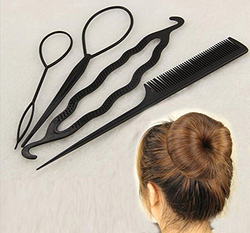 cuhair (TM) 4 PCS Haar Twist Styling Clip Stick Bun Donut Maker Braid Werkzeug Set Kopfband Haar Zubehör