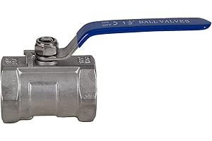 JIVTO Stainless Steel Ball Valve 1-1/2 Inch BSP, Female to Female,1 PC Type Standard Port Valve for Water.