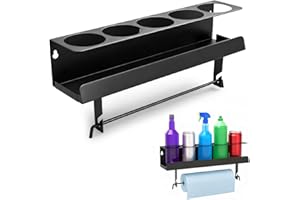 FuxFuis Support de Bombe Aérosol, Support de Canette en Acier au Carbone Support Mural pour Flacon Pulvérisateur Support Mural Bombe Aerosol Essuie Tout avec 5 Emplacements pour Garage Cuisine