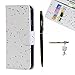 Produktbild Xiaomi Mi 5s Hülle, Xiaomi Mi 5s Schutzhülle, Alfort 3 in 1 Lederhülle Bling Glitter Fashion Design Premium PU Leder Hohe Qualität Tasche Case Cover Kasten Abdeckung Wallet für Xiaomi Mi 5s 5.15" Smartphone Funktion Standfunktion Unterstützte Telefone und Magnetverschluss ( Weiße Sterne ) + Alfort Schwarz Stylus Pen + Netter Staub Stecker