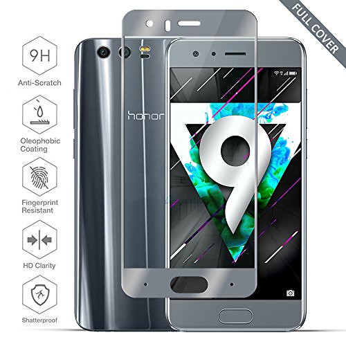 Huawei Honor 9 Panzerglas, Beyeah Vollständige Abdeckung Schutzfolie aus hochwertigem gehärtetem Glas für Huawei Honor 9 (Grau)
