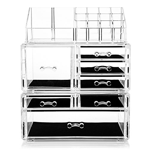 HBF XXL Make Up Organizer Kosmetik Aufbewahrung Organizer – 5 Ebenen 7 Schubladen aus transparentem Acryl von besonderer Qualität - 6