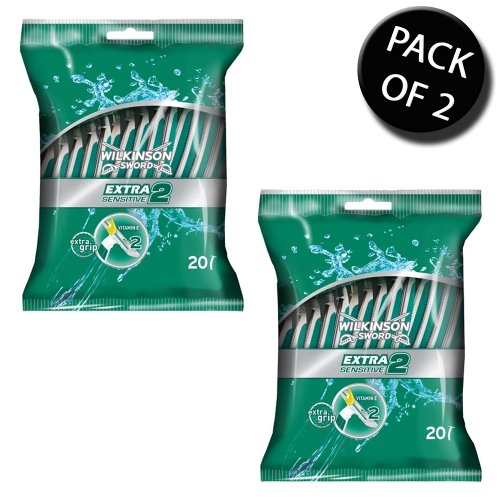 2x Wilkinson Sword 70007750 Mens EII Sensitive Disposable Razor 20s