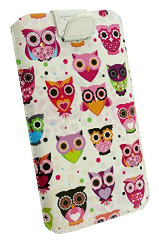 EmartbuyÂ® Multicolore Gufi Print PU Pelle Custodia Case Cover Sleeve ( Misura 5XL ) con Linguetta Adatta Per Oppo R7 Plus 6 Pollice Smartphone