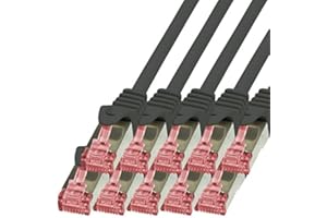 BIGtec LAN Kabel 10 Stück 0,15m Netzwerkkabel Ethernet Internet Patchkabel CAT.6 schwarz Gigabit SFTP doppelt geschirmt für Netzwerke Modem Router Switch kompatibel zu CAT.5 CAT.6a CAT.7 Stecker