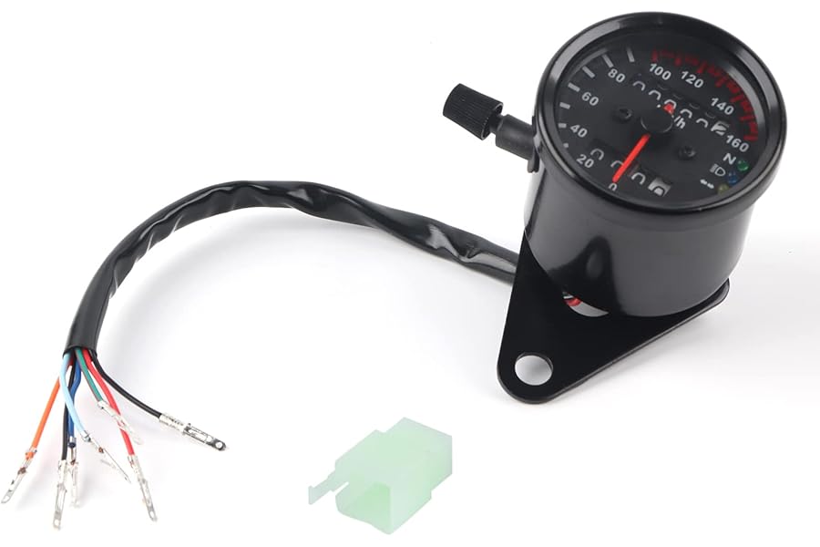 Motorcycle Odometer, Motorcycle Speedometer, 1pc Universal Mechanical Motorcycle Odometer Speedometer Gauge Signal Dual Digital Display Km/h(black)