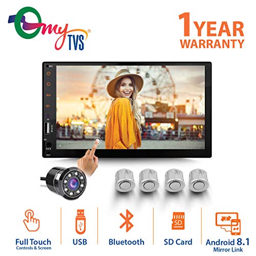 myTVS TAV-40 Double Din HD Touch Screen Car Stereo Media Player with Bluetooth/USB/MP5/MP3 & Mirror Link+8 LED Reverse Parking Camera+ Silver Reverse Parking Sensor Kit-Maruti WagonR