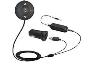 BESIGN Kit Vivavoce Bluetooth 4.1 Auto, Ricevitore Audio Bluetooth con Built-in Microfono, 3.5mm Jack Aux, Isolatore di Rumore e Sfiato Aria Clip